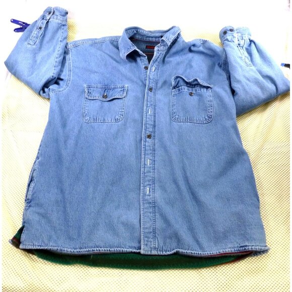 Wolverine Denim Shirt Jacket XXL Fleece Lined Button Up Workwear Coat - Picture 1 of 13